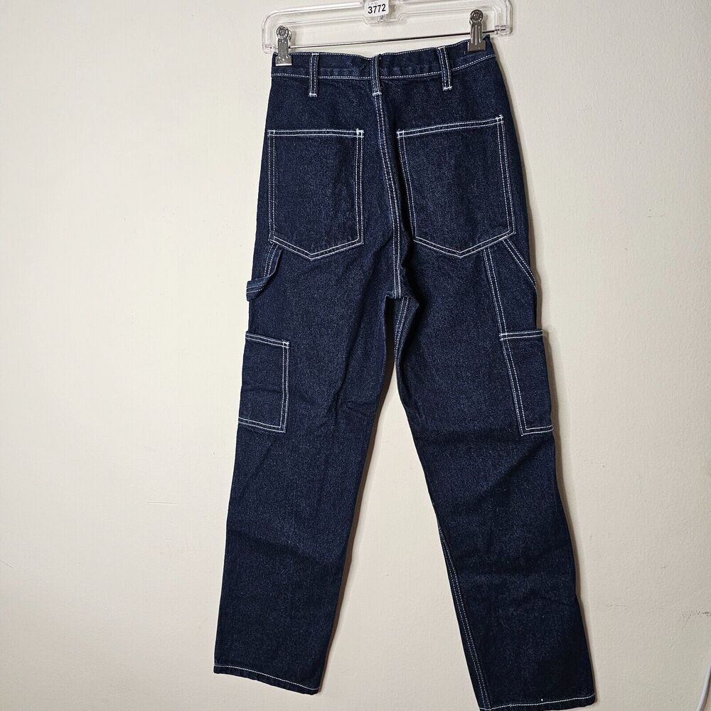 John Galt Brandy Melville Blue Ariana High Pinch Waist Loose Carpenter Jeans SM - Picture 2 of 5